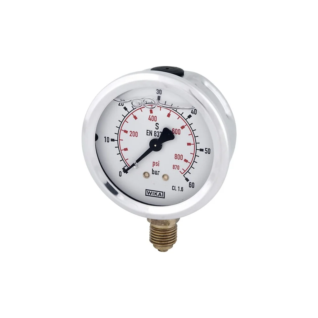 Manometru cu glicerină Ø63 mm, 60 bar,racord inferior 1/4" B711W063060D