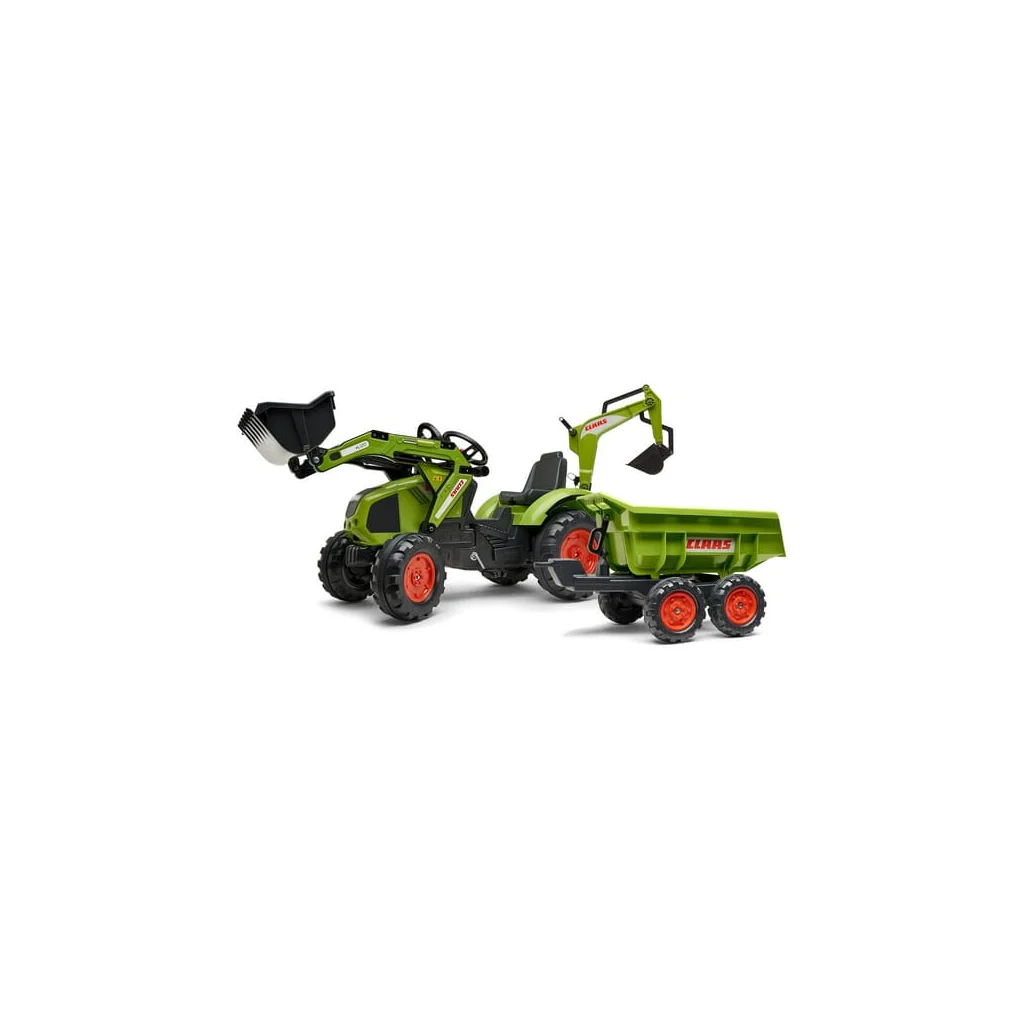 Retroexcavator Claas cu încărcător frontal și remorcă basculabilă maxi F1010W