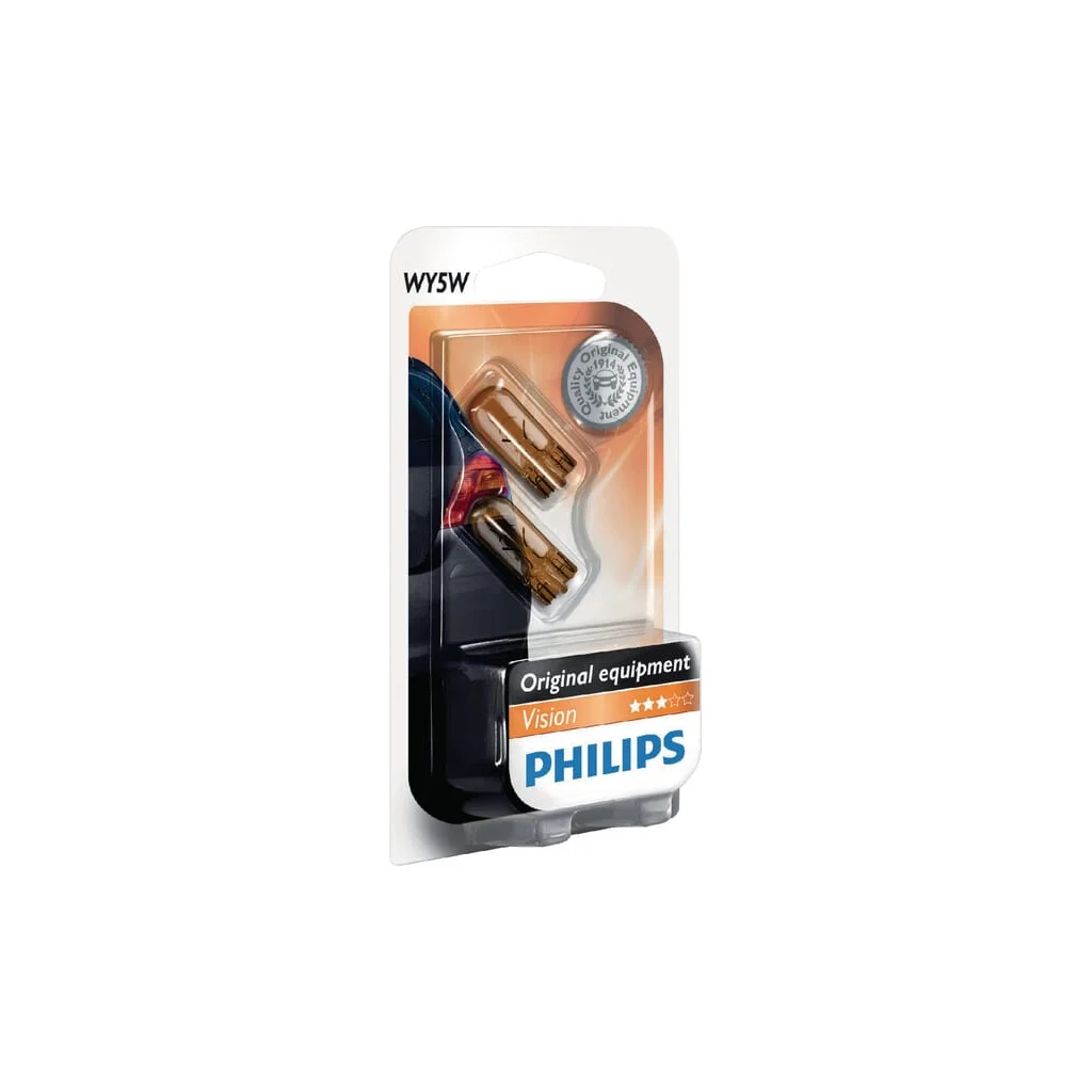 Bec tub incandescent WY5W 12V 5W W2.1x9.5d galben Philips GL12396NAB2