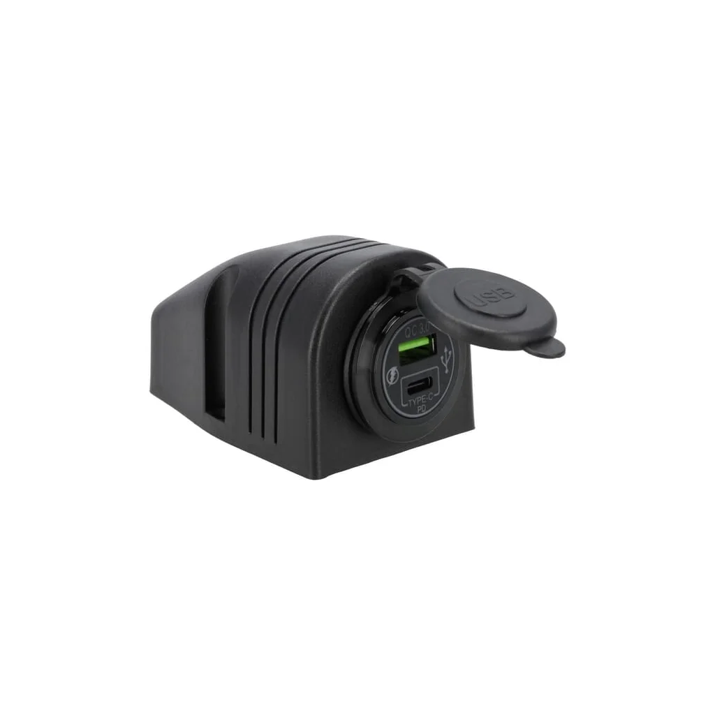 Mufă USB-C + USB-A 12/24V cu montare pe suprafață GSM053