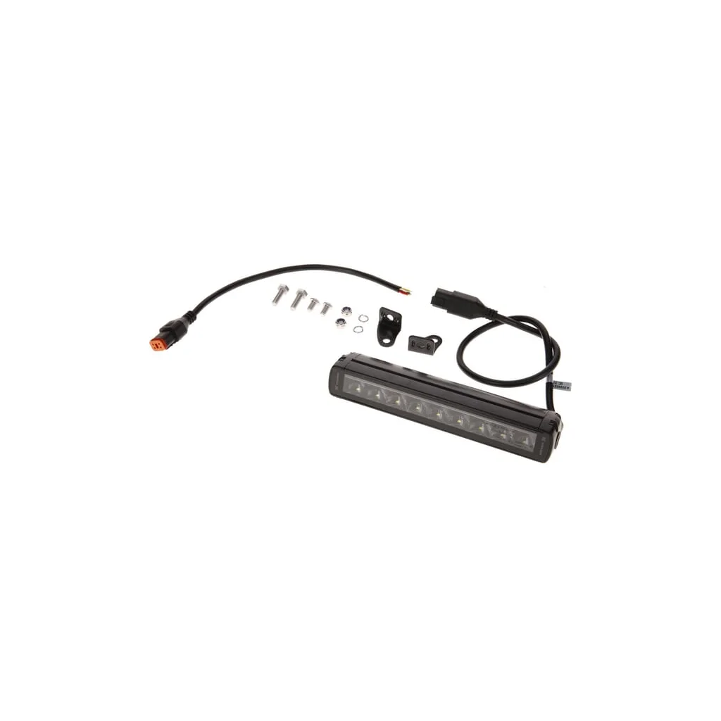 Lampă de lucru LED tip bară, 45W, 3780lm, dreptunghiulară, 12/24V, alb/portocaliu, 246x40x54mm mufă Deutsch, combo, drept, 9 LED