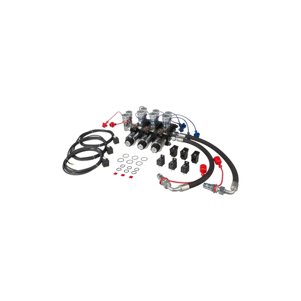 Set supape de deviere 10/4, 12VDC, cu cuplaje și furtunuri 10412AK10141SET