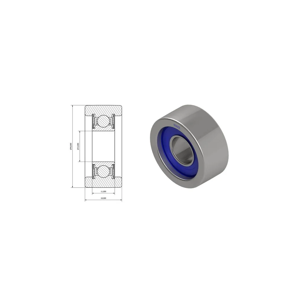Rolă șenilă 15x40x18mm NWB20685