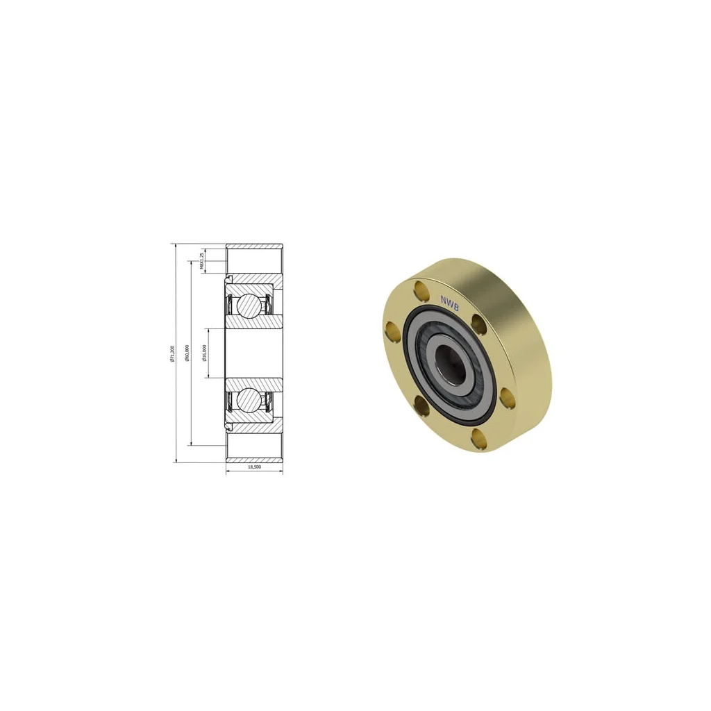 Rulment cu bile 16x71.2x18.5mm NWB20880