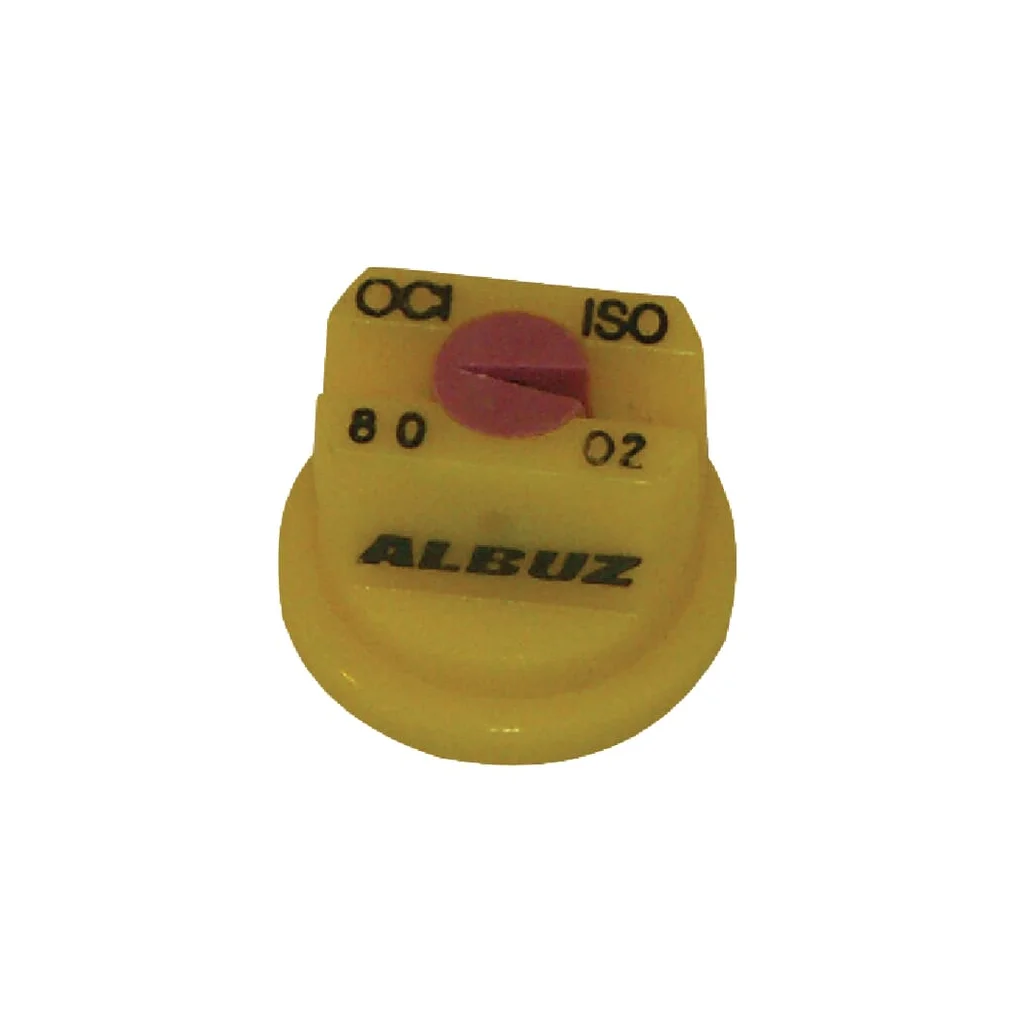 Duză descentrată ventilator plat OC 80° 02, galben, plastic, Albuz OCI8002