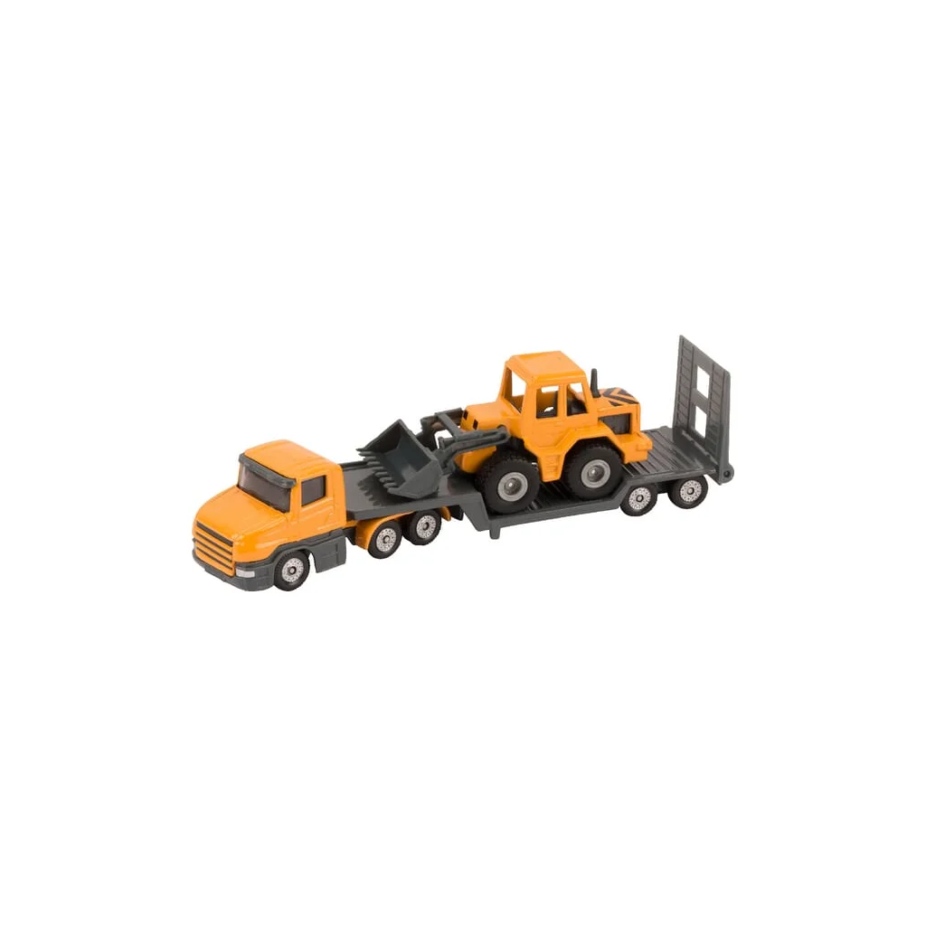 Camion Scania cu remorcă platformă joasă și încărcător frontal S01616