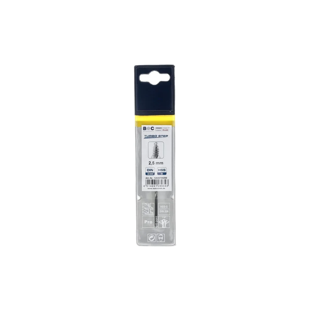 Burghiu 2,5 mm HSS-DIN 338-G TURBO STEP 12020700250