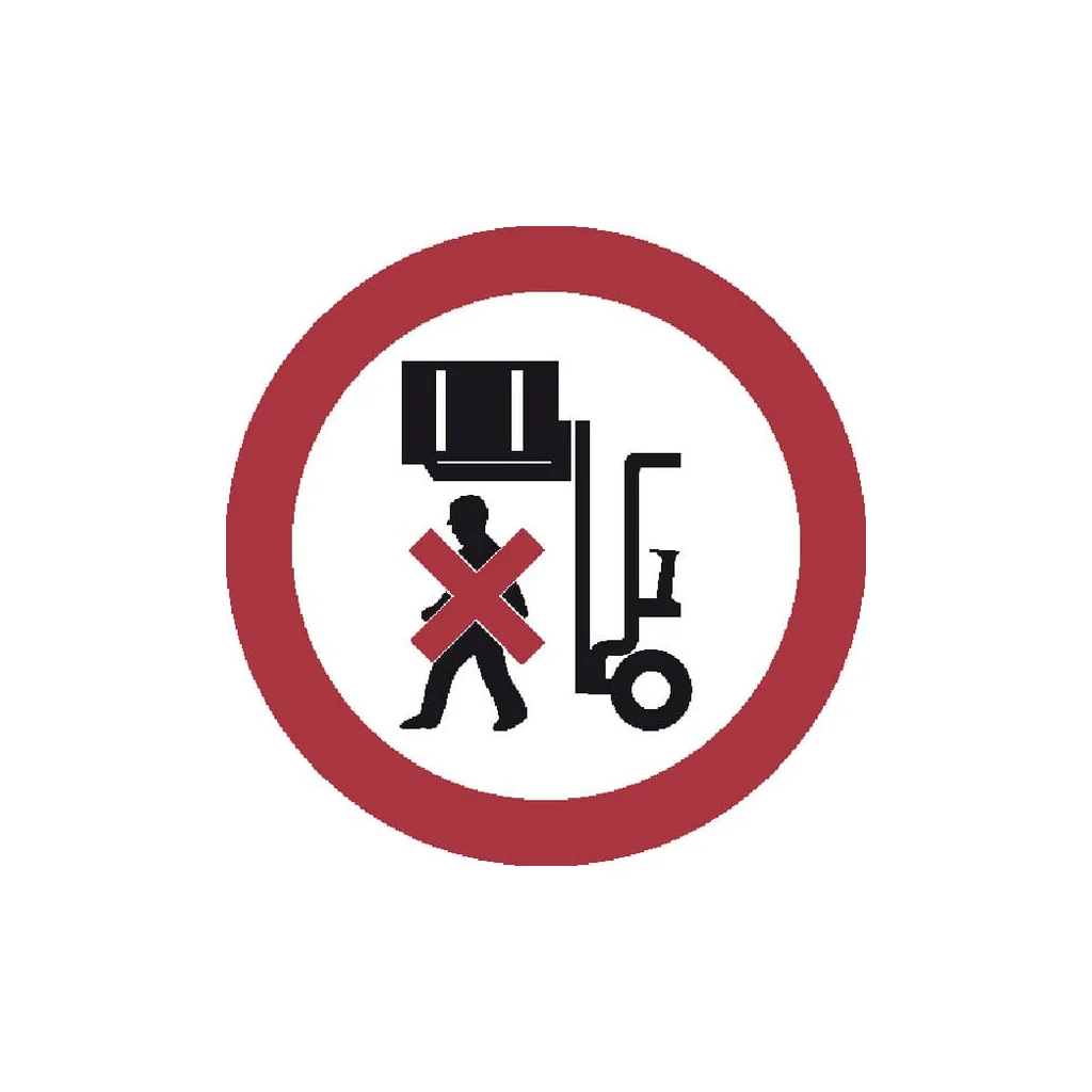 Autocolant semn interzicere trecere pe sub sarcina suspendată diametru 200mm Brady WB250032