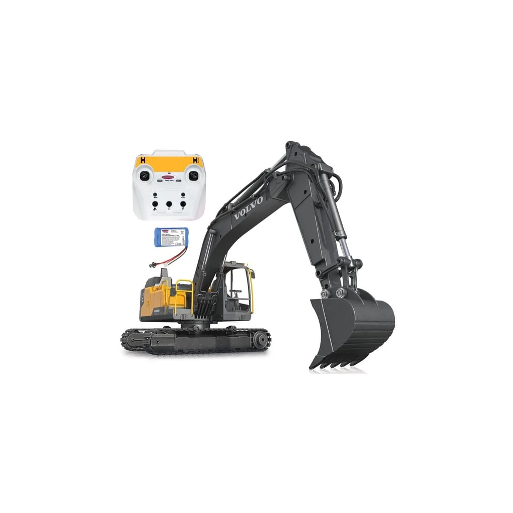 Excavator Volvo EC160E din metal 1:16 cu braț și ciocan demolator