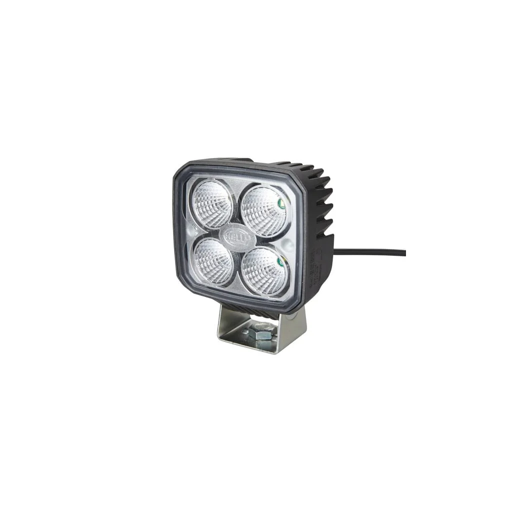 Lumină de lucru LED, 1.000lm, pătrată, 12/24V, albă, clemă, fascicul punctual, 4 LED-uri, Hella 1GA996284012