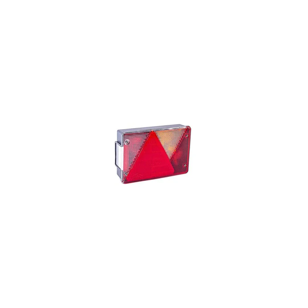 Lampă spate dreptunghiulară dreapta, far de ceață, 12V, roșu/transparent, cu șuruburi, 200x136x56mm, baionetă 5 pini, Multipoint