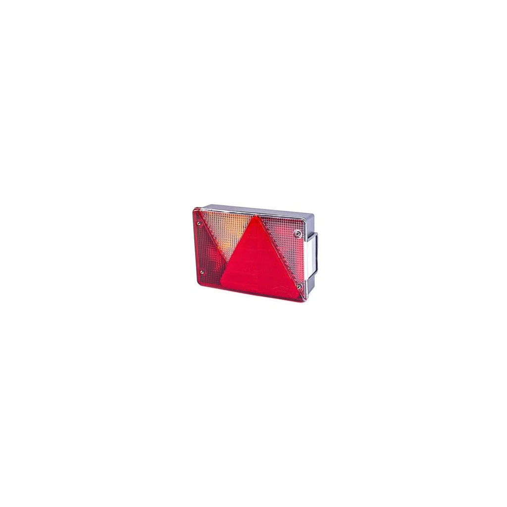 Lampă spate dreptunghiular stânga, far de ceață, 12V, roșu/transparent, cu șuruburi, 200x136x56mm, Baionetă 5 pini, Multipoint I
