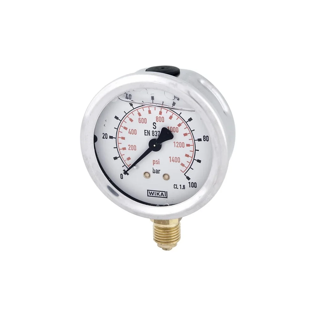 Manometru cu glicerină Ø63 mm, 100 bar,racord inferior 1/4" B711W063100D
